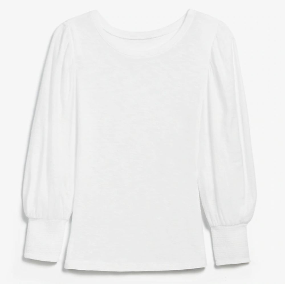 EXPRESS Puff Shoulder Long Sleeve Tee Black - Picture 6 of 9